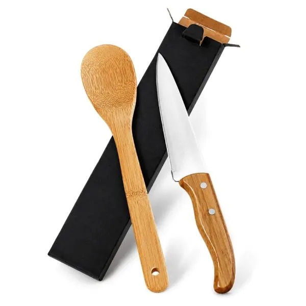 Conj. de Faca 7" e Colher em Bambu Special Line 2 Pçs Personalizado Única | Personalizado com Logo | Personizi