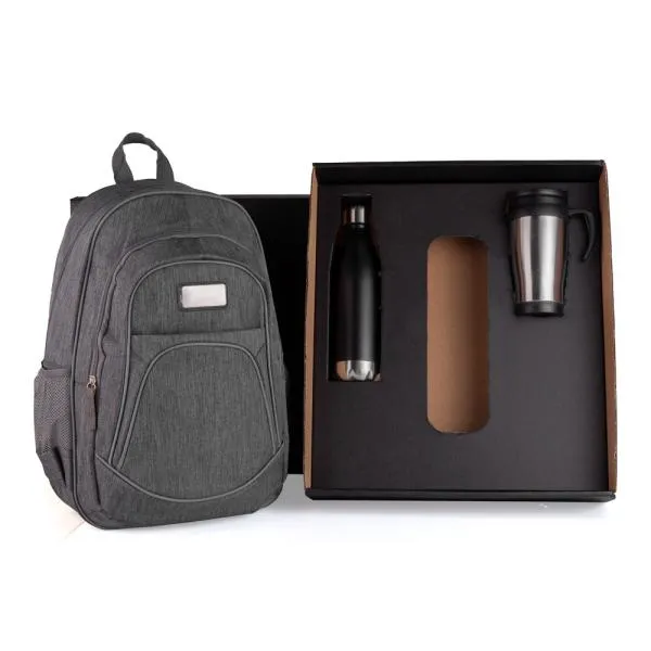 Conj. Mochila, Garrafa e Caneca 3 Peças Personalizada Única | Personalizado com Logo | Personizi