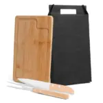 Conj. para Churrasco em Bambu / Inox / Madeira 3 Pçs. 32x21cm Personalizado | Personalizado com Logo | Personizi