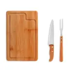 Conj. para Churrasco em Bambu / Madeira / Inox Dallas 3 Pçs 32x21cm Personalizado | Personalizado com Logo | Personizi