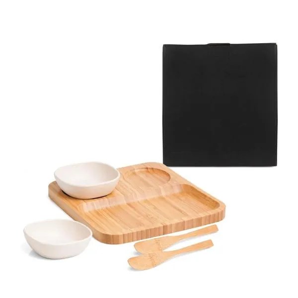 Conj. para Petiscos e Patês em Bambu/Fibra de BAMBU-5 Pçs 22x21cm Personalizado Única | Personalizado com Logo | Personizi