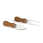 Conj para Queijo Madeira/Inox 2 Pçs 13x3cm Personalizado | Personalizado com Logo | Personizi