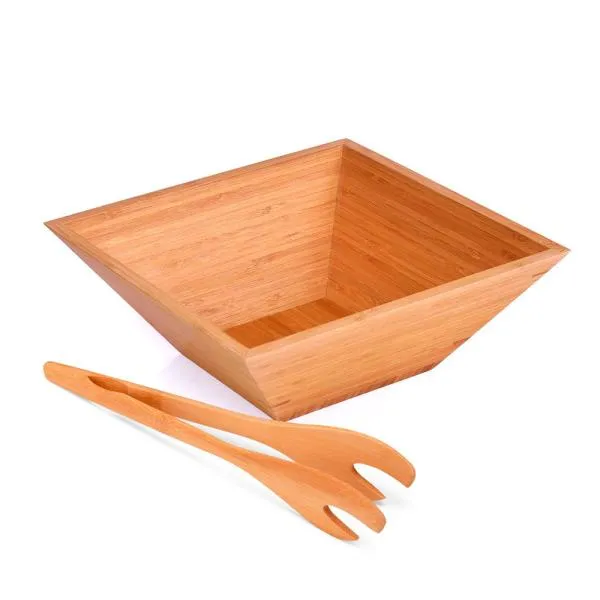 Conjunto para Salada em Bambu 2 Pçs 28x28cm Personalizado Única | Personalizado com Logo | Personizi