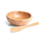 Cumbuca Redonda em Bambu com Espátula 14cm 200ml Personalizado | Personalizado com Logo | Personizi