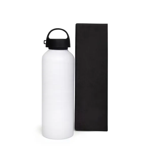 Garrafa em Alumínio 600ml Personalizada Branco | Personalizado com Logo | Personizi