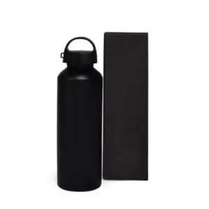 Garrafa em Alumínio 600ml Personalizada Preto | Personalizado com Logo | Personizi