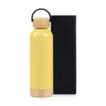 Garrafa Parede Dupla com Detalhes em Bambu 500ml Personalizada | Personalizado com Logo | Personizi