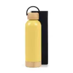 Garrafa Parede Dupla com Detalhes em Bambu 500ml Personalizada | Personalizado com Logo | Personizi