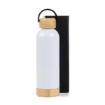 Garrafa Parede Dupla com Detalhes em Bambu 500ml Personalizada | Personalizado com Logo | Personizi