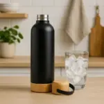 Garrafa Parede Dupla com Detalhes em Bambu 500ml Personalizada | Personalizado com Logo | Personizi