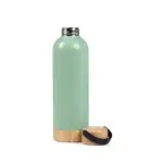 Garrafa Parede Dupla com Detalhes em Bambu 500ml Personalizada | Personalizado com Logo | Personizi