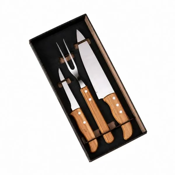 Kit de Facas com Tamanho 8", 5" e Garfo 3 Pçs Personalizado Única | Personalizado com Logo | Personizi