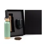 Kit Garrafa e Copo Térmico Verde/Preto 2 Pçs Personalizada | Personalizado com Logo | Personizi