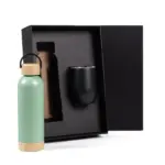 Kit Garrafa e Copo Térmico Verde/Preto 2 Pçs Personalizada | Personalizado com Logo | Personizi