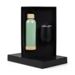 Kit Garrafa e Copo Térmico Verde/Preto 2 Pçs Personalizada | Personalizado com Logo | Personizi