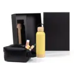 Kit Garrafa e Necessaire Amarelo/Preto 2 Pçs Personalizada | Personalizado com Logo | Personizi