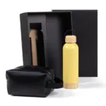 Kit Garrafa e Necessaire Amarelo/Preto 2 Pçs Personalizada | Personalizado com Logo | Personizi