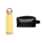 Kit Garrafa e Necessaire Amarelo/Preto 2 Pçs Personalizada | Personalizado com Logo | Personizi