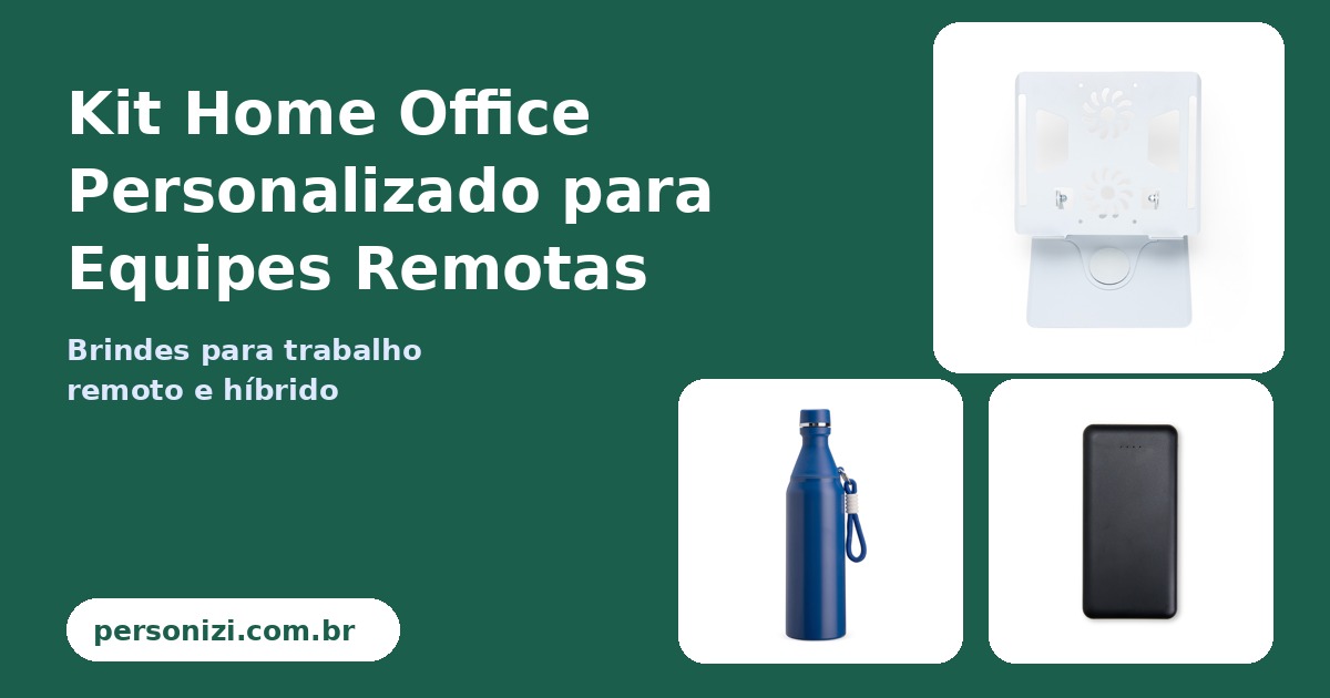 Kit home office personalizado com suporte para notebook, garrafa e power bank
