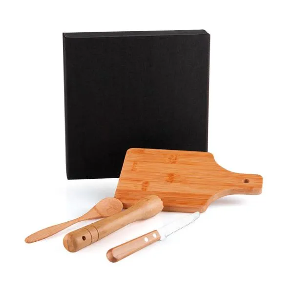 Kit para Caipirinha em Bambu / Madeira Ibiza 4 Pçs 22x13cm Personalizado Única | Personalizado com Logo | Personizi