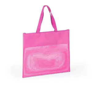 Sacola de Mão em Nylon 600 e Tela Sanet 34x29cm Personalizada Rosa | Personalizado com Logo | Personizi